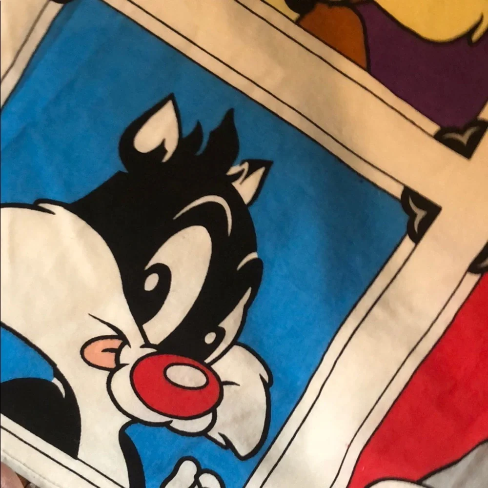 Vintage Warner Bros Looney tunes 3 Piece bedroom curtains Kids 44”W 63in L